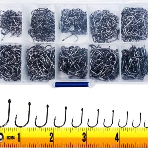 300PCS Small High-Carbon Steel Barbed Fishing Hooks,Hole,10 Sizes