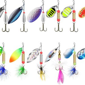 TRUSCEND Swim or Jig Fishing Spinner Baits for Freshwater and Saltwater, Rooster Tail Fishing Lures for Trout Bass Walleye Crappie Salmon Pike, Blade Bait with Copper Blade