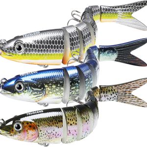 TRUSCEND Swimmax Easy Catch Fishing Lures with BKK Hooks, Wiggling, Vibrating, Rattling and Gurgling for More Bite, Heavy-Duty Dyneema Fiber Jointed Swimbaits for Bass, Trout, Walleye, Crappie, Pike